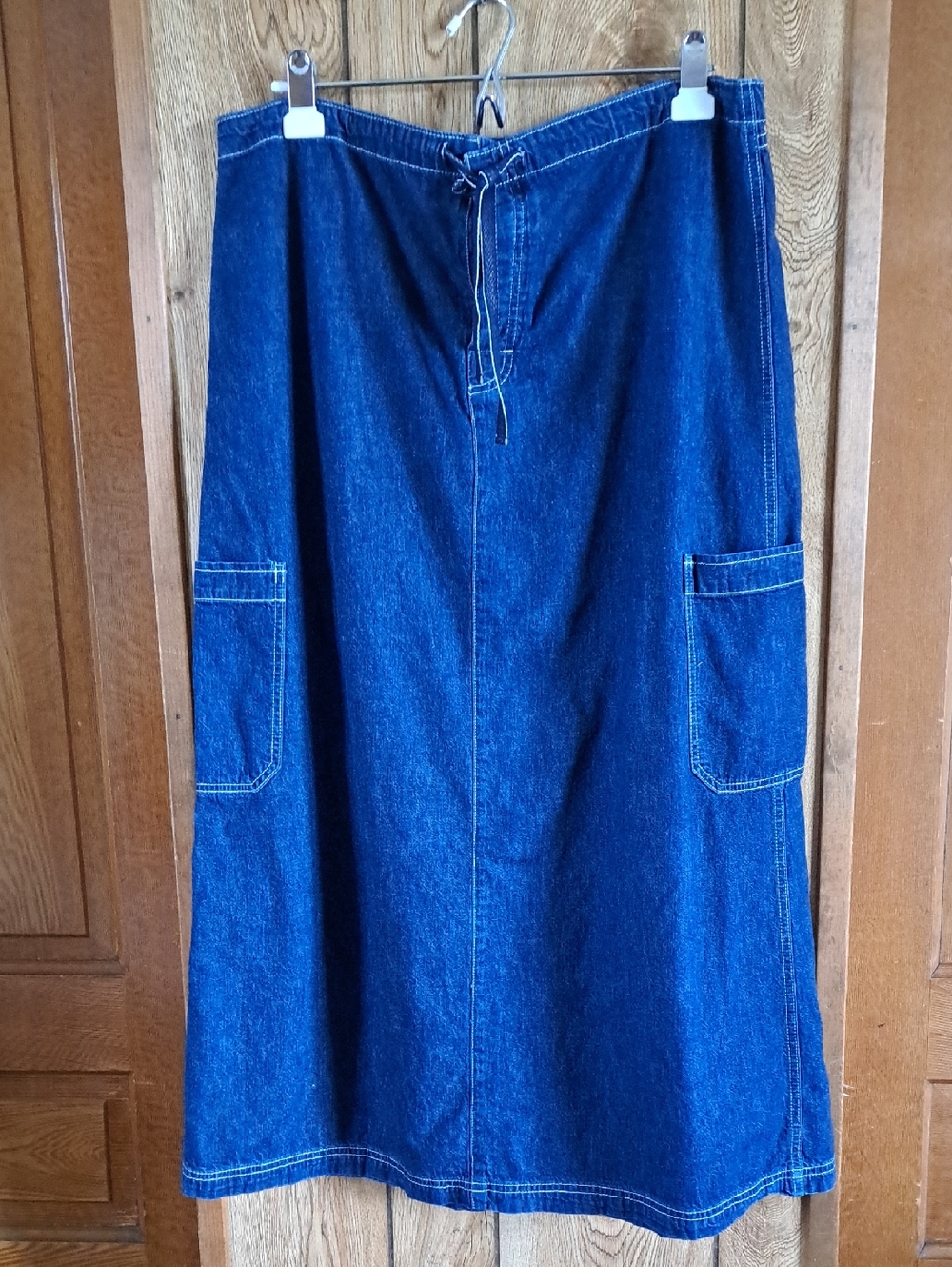 GAP Dark Blue Denim Midi Skirt with Pockets
